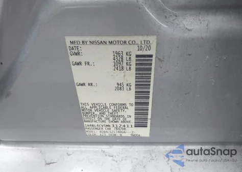 2021 Nissan Altima Sr Fwd z USA, uszkodzony, nr VIN 1N4BL4CV5MN312411